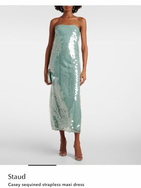 New STAUD Casey dress Sequin in Mint green 6